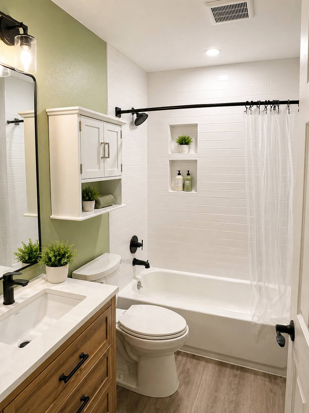 White bathroom with soaking tub