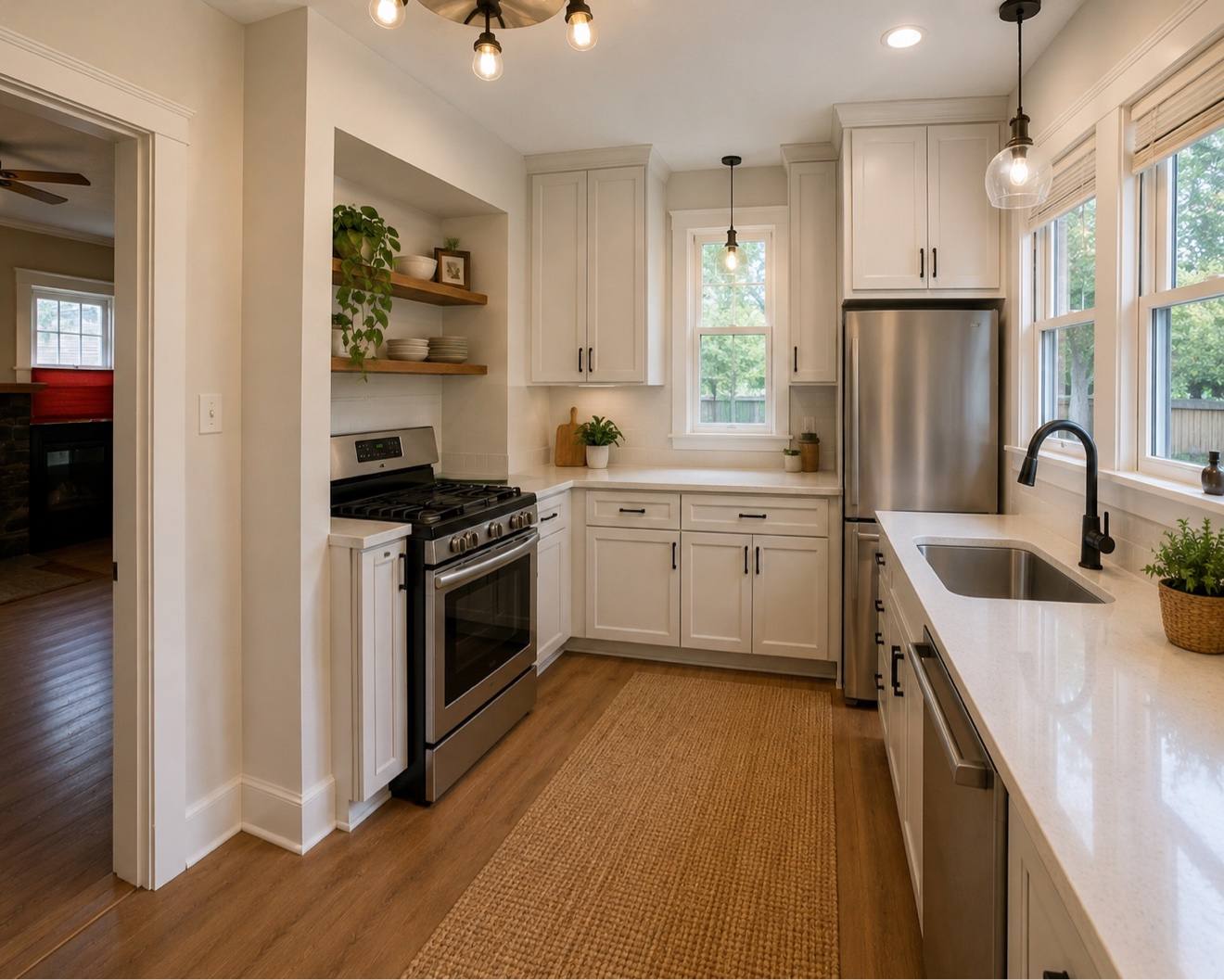 Farmhouse kitchen with open shelving